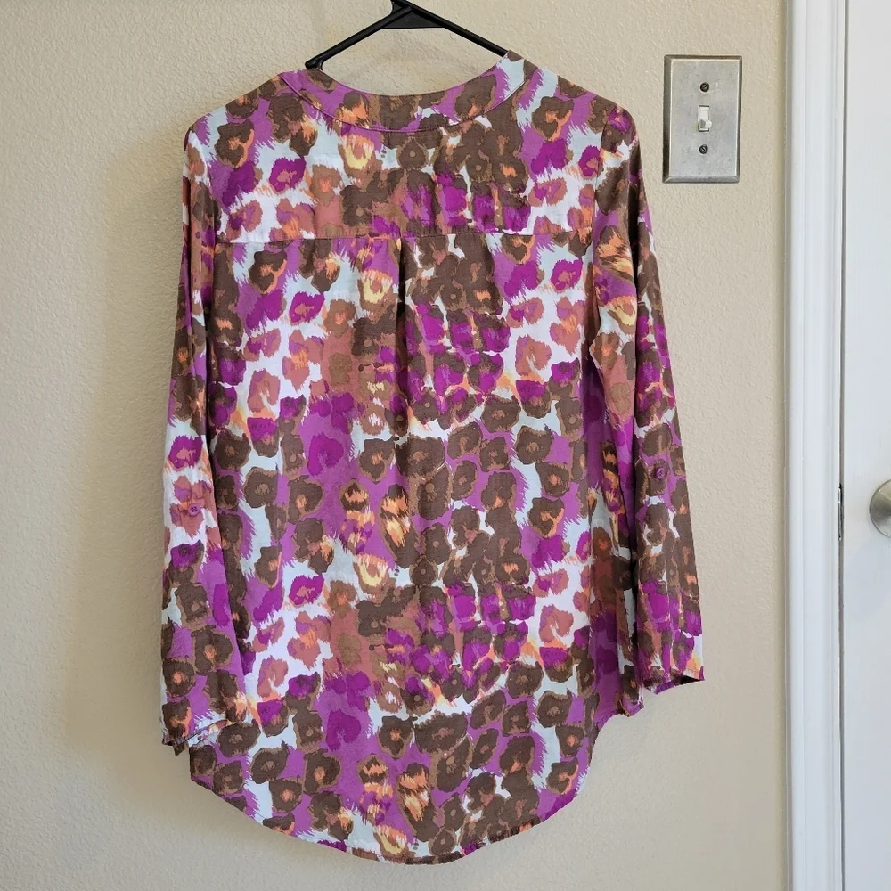 Westbound women long sleeve poppy print v neck top size small - Picture 2 of 6